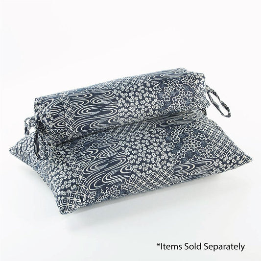 J-Life Patchi Navy Buckwheat Hull Pillow