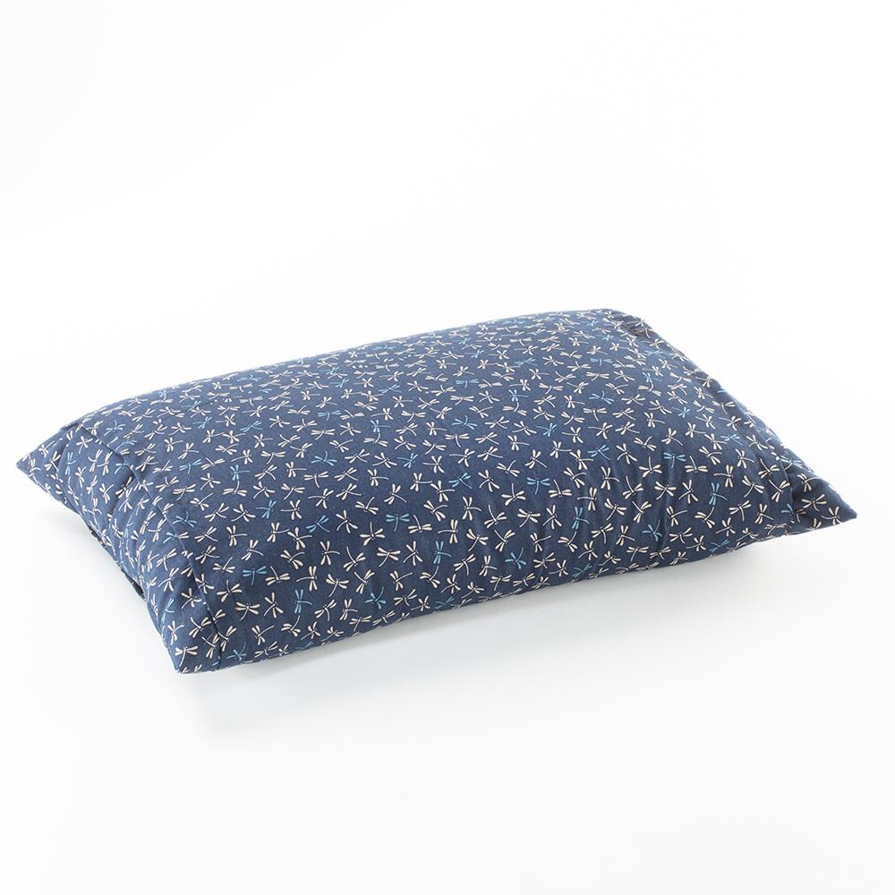 J-Life Tombo Navy Buckwheat Hull Pillow_Pillows & Shams