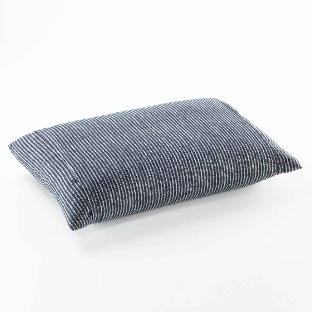 J-Life Shima Navy Buckwheat Hull Pillow_Pillows & Shams