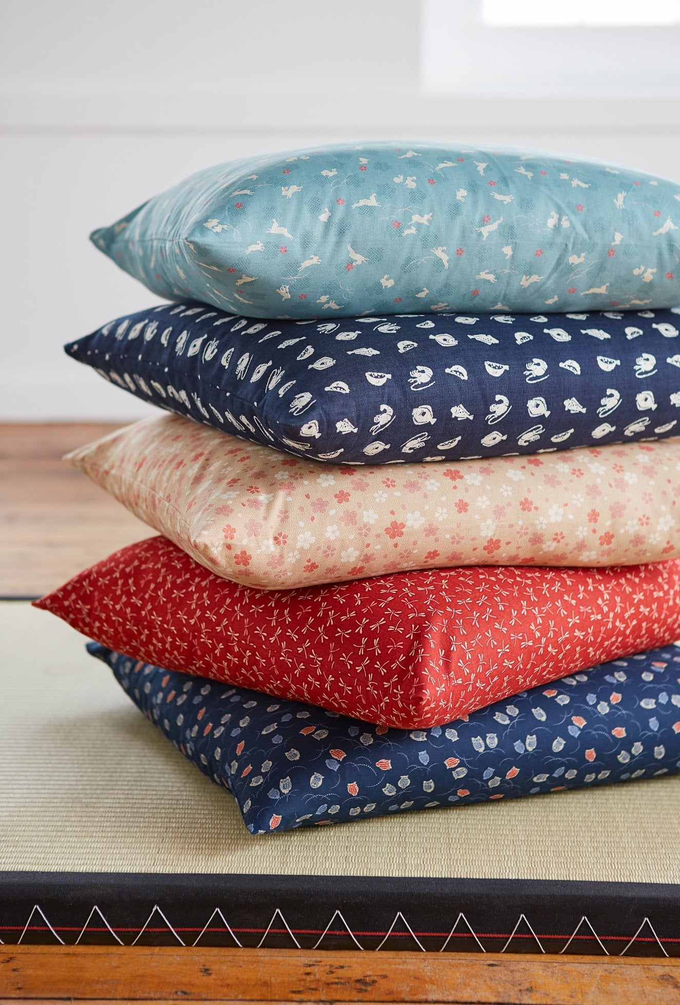 J-Life Cherry Blossom Tan Zabuton Floor Pillow_Pillows & Shams_Zabuton Floor Pillows_100% Cotton_Reversible