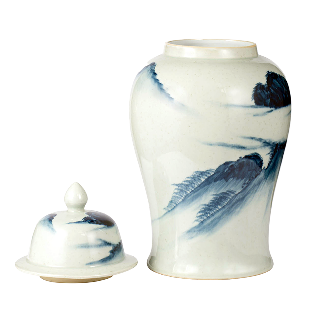 Porcelain Temple Jar with Lid - Landscape