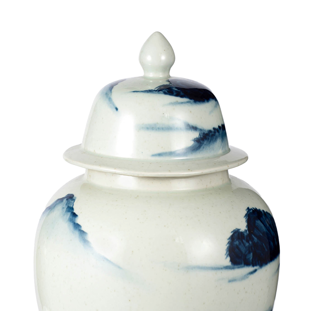 Porcelain Temple Jar with Lid - Landscape