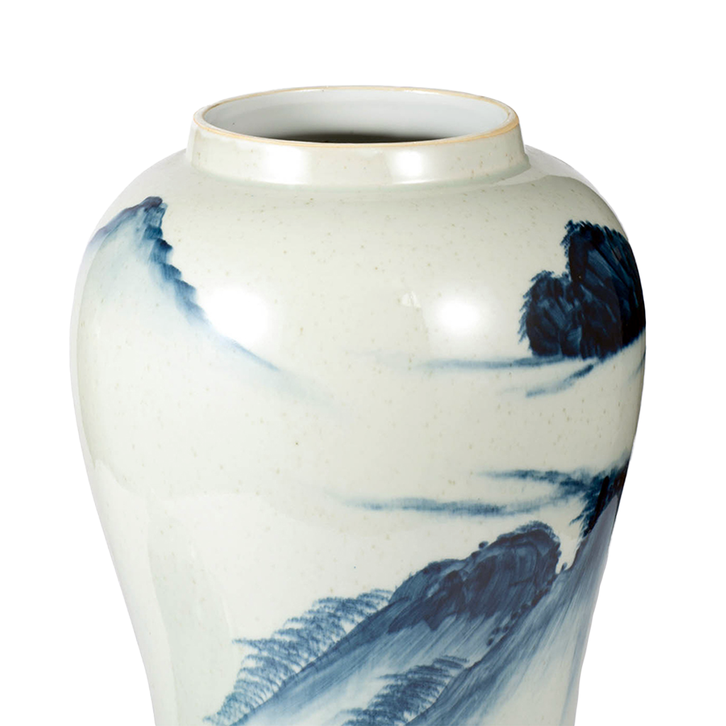 Porcelain Temple Jar with Lid - Landscape