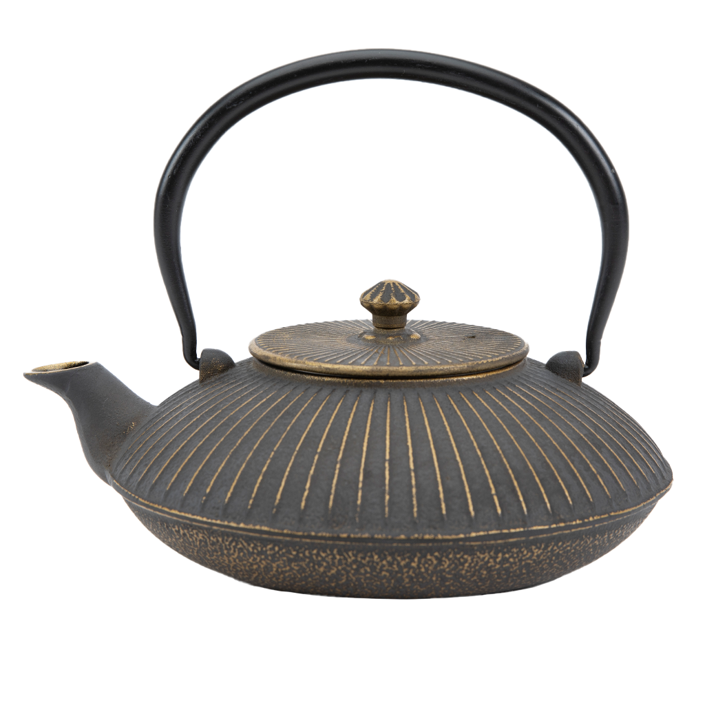 Gold & Gray Cast Iron Teapot