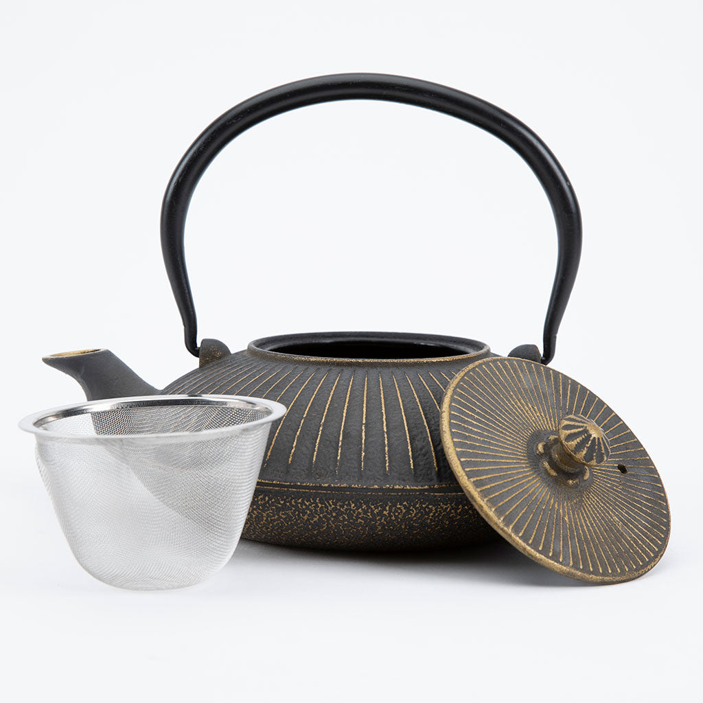 Gold & Gray Cast Iron Teapot