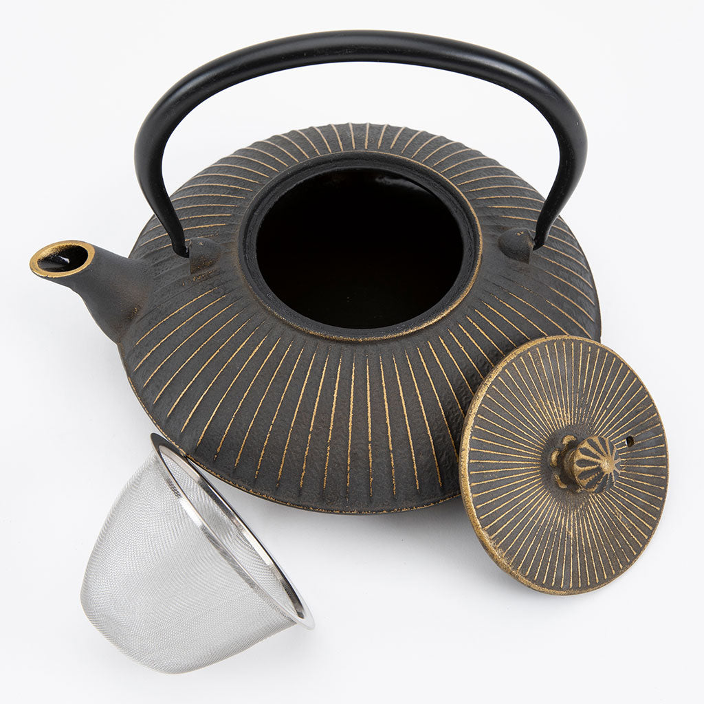 Gold & Gray Cast Iron Teapot