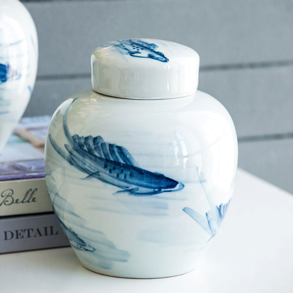 Porcelain Ginger Jar Set - Koi