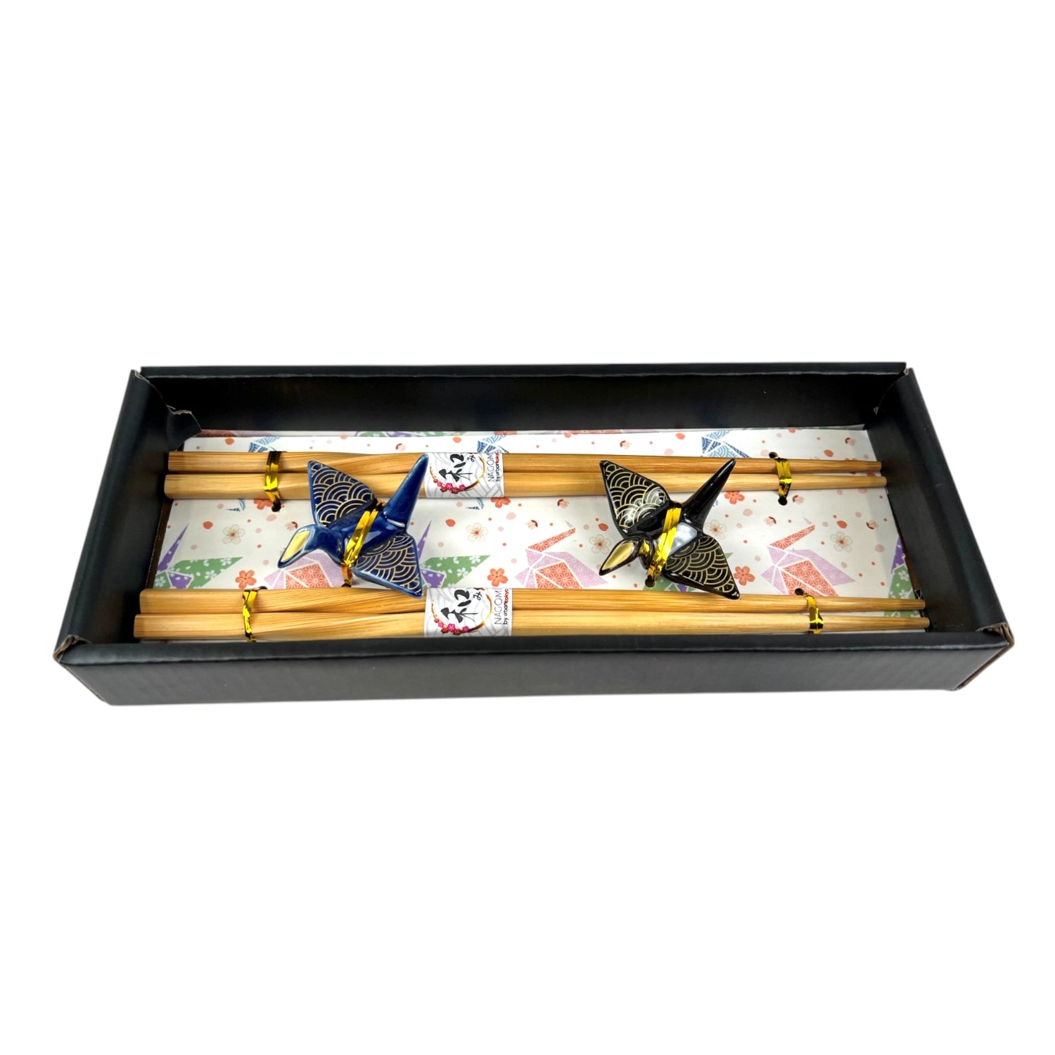 Crane-themed product in a black box on a white background