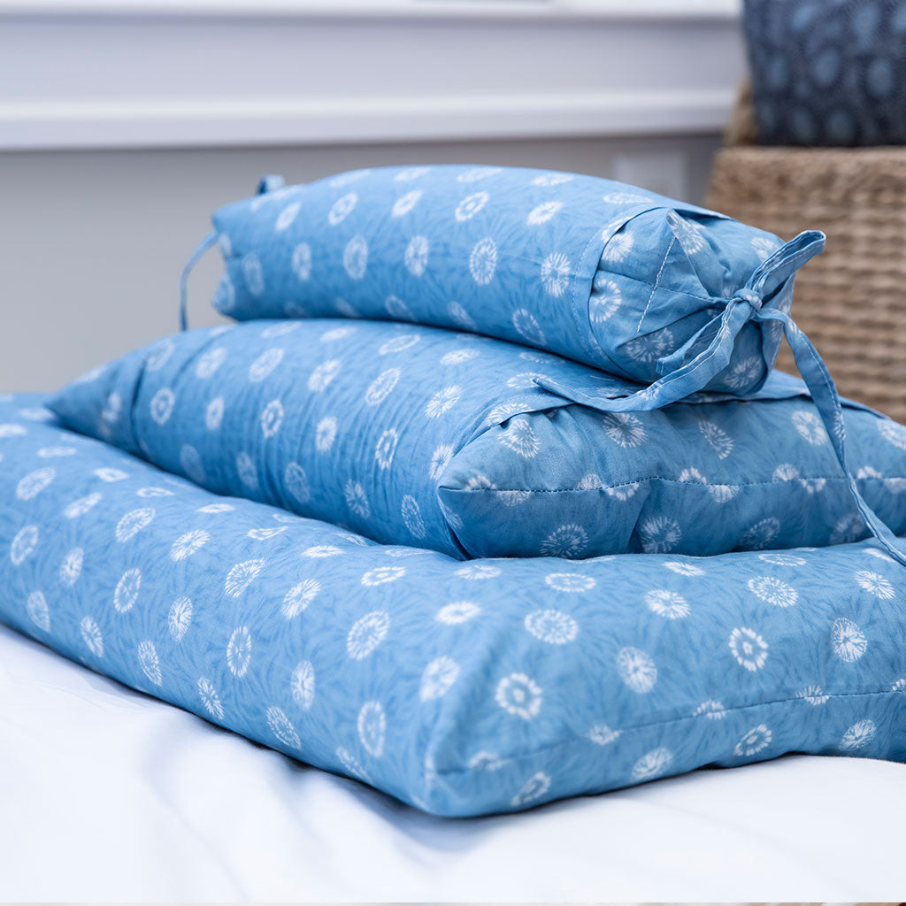J-Life Dandelion Blue Buckwheat Hull Pillow - COVER ONLY