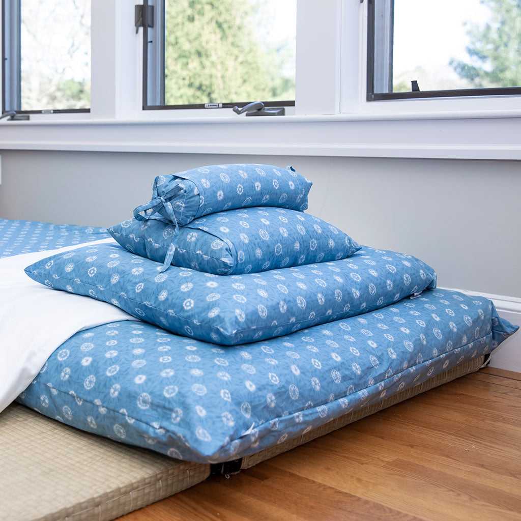 J-Life Dandelion Blue Buckwheat Hull Pillow - COVER ONLY