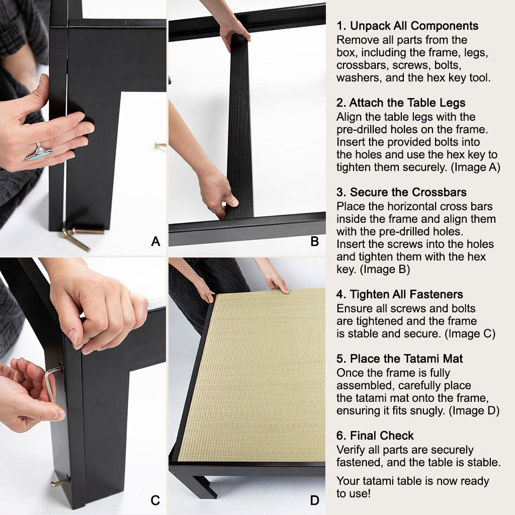 Chabudai Zabuton Tatami Table: Japanese Table Set