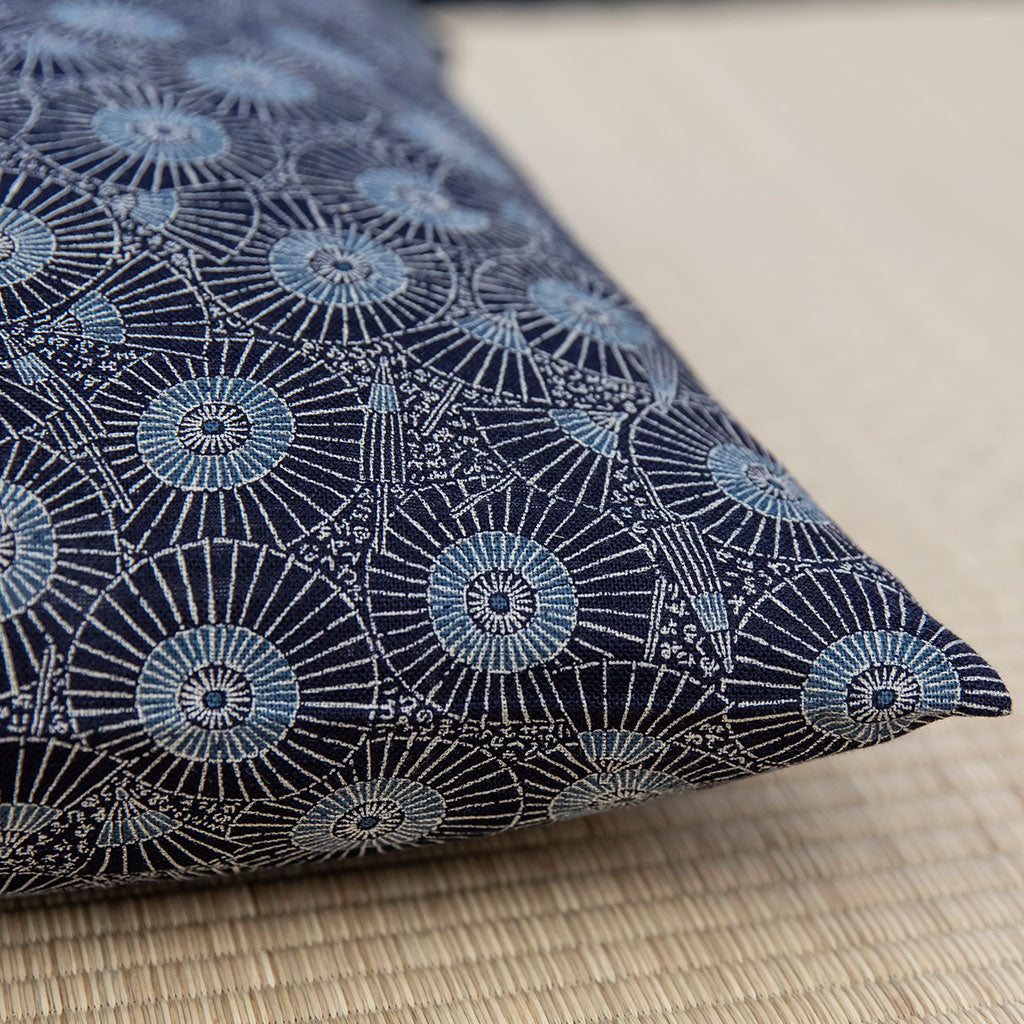J-Life Higasa Navy Buckwheat Hull Pillow - COVER ONLY