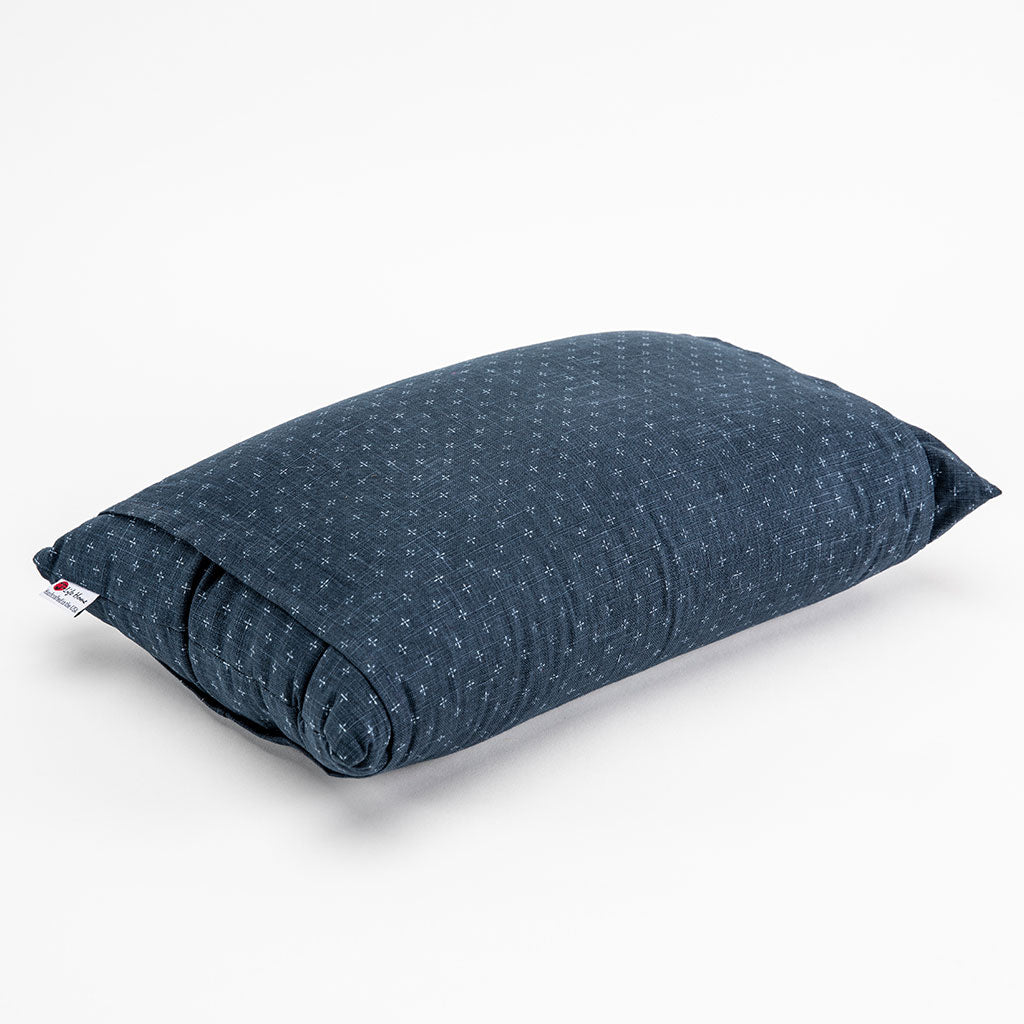 J-Life Aizome Navy Buckwheat Hull Pillow - COVER ONLY
