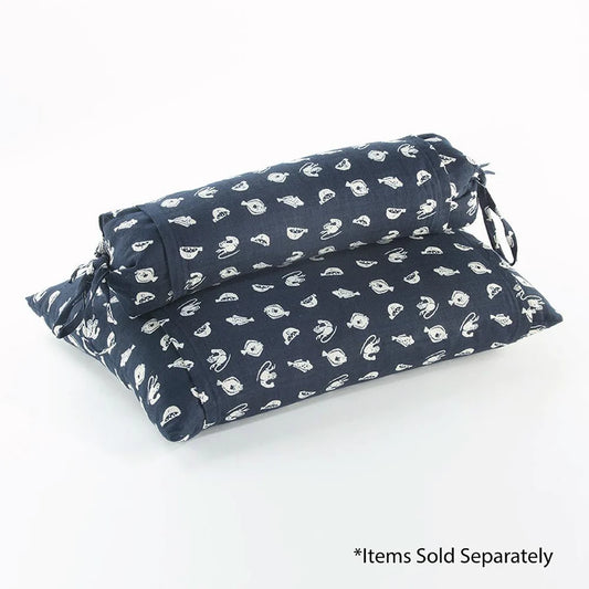 J-Life Marin Navy Buckwheat Hull Pillow - COVER ONLY