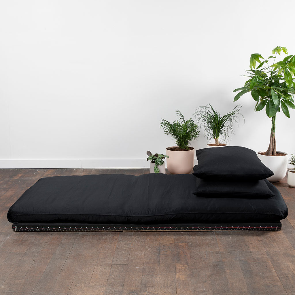 Complete Shikifuton Tatami Mat Bundle - Black Ultra Sateen