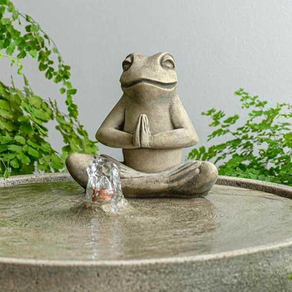 Garden Statue: Yoga Frog Fountain