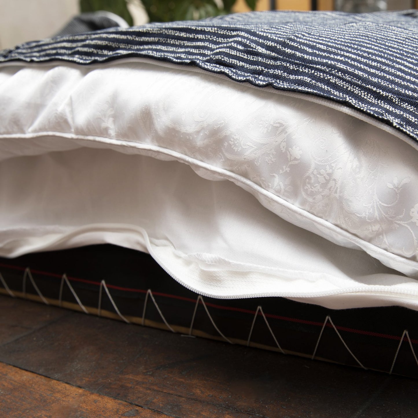 J-Life Shima Navy Custom Kakefuton with Removable Cover_Kakefutons_Kakefuton with custom cover_Japan Tradition_Sleep System_Handmade__1