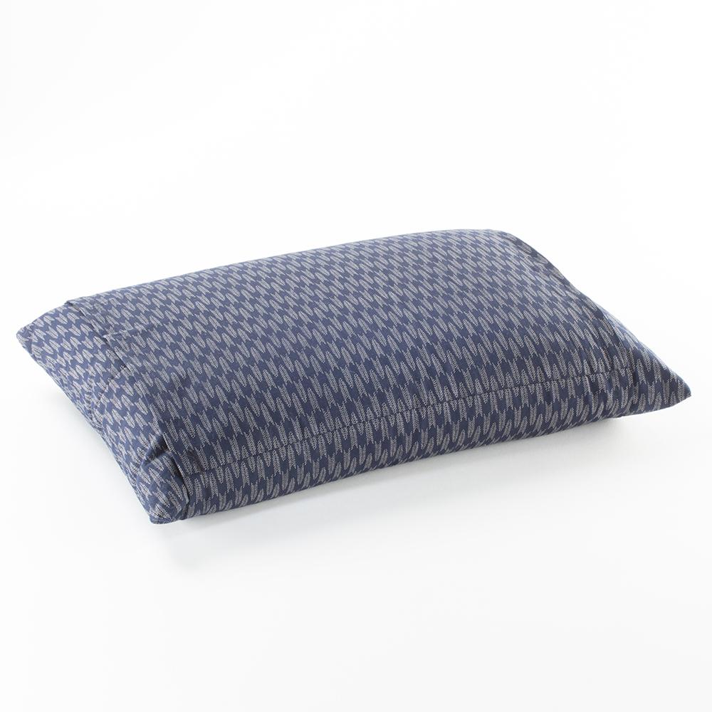 J-Life Ya Gasuri Navy Buckwheat Hull Pillow_Pillows & Shams