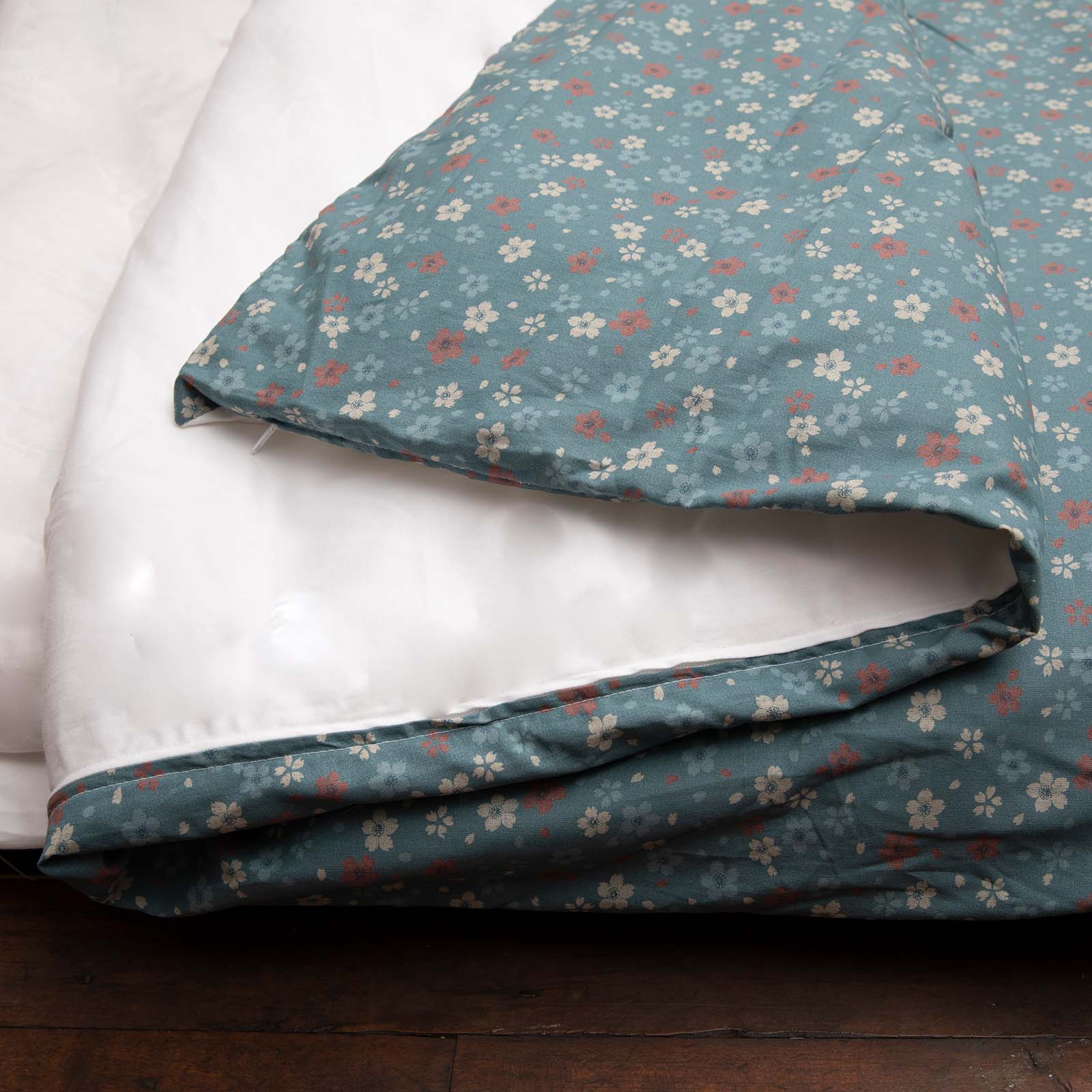 J-Life Cherry Blossom Blue Custom Kakefuton with Removable Cover_Kakefutons_Kakefuton with custom cover_Japan Tradition_Sleep System_Handmade__1__2__3