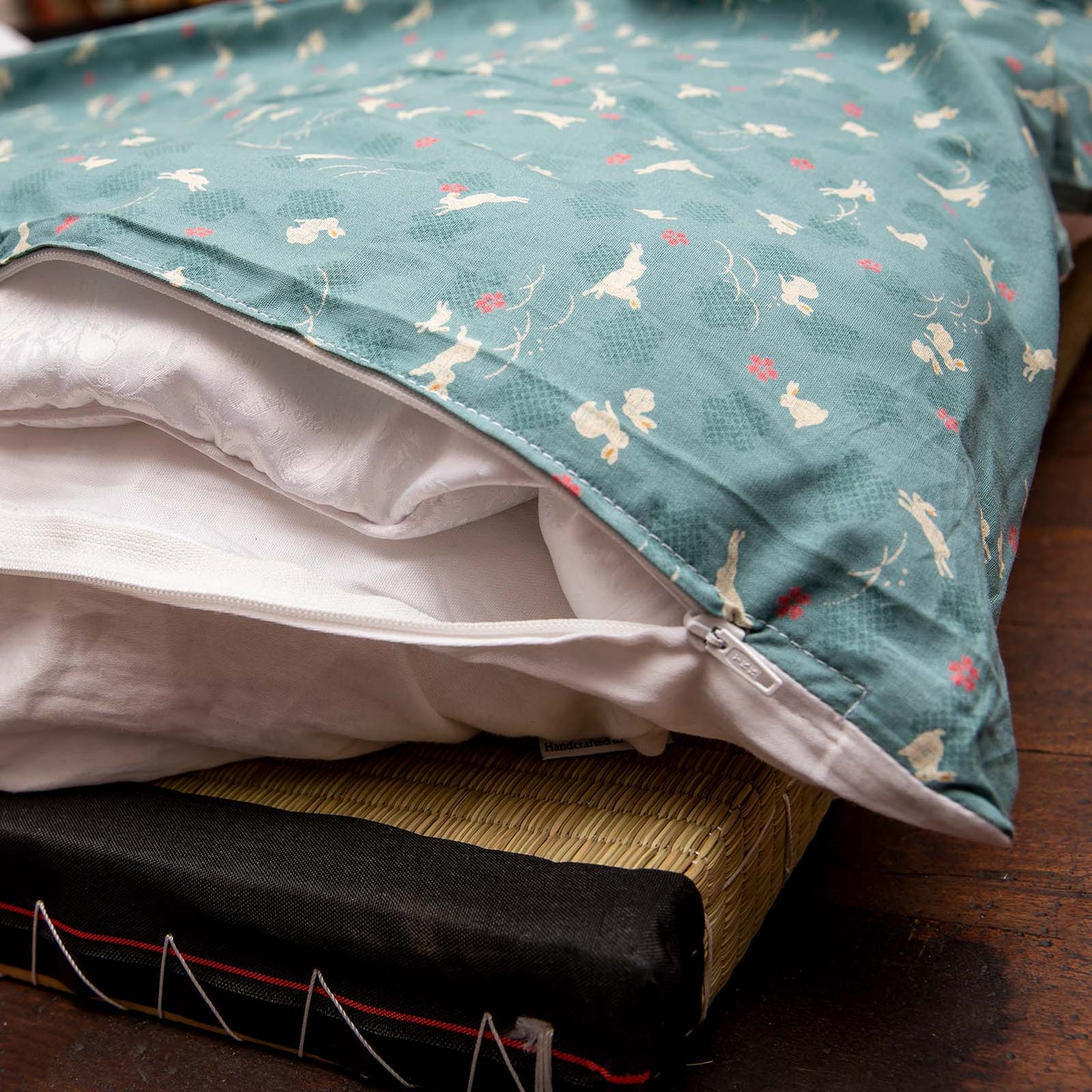 J-Life Usagi Sky Blue Custom Kakefuton with Removable Cover_Kakefutons_Kakefuton with custom cover_Japan Tradition_Sleep System_Handmade__1