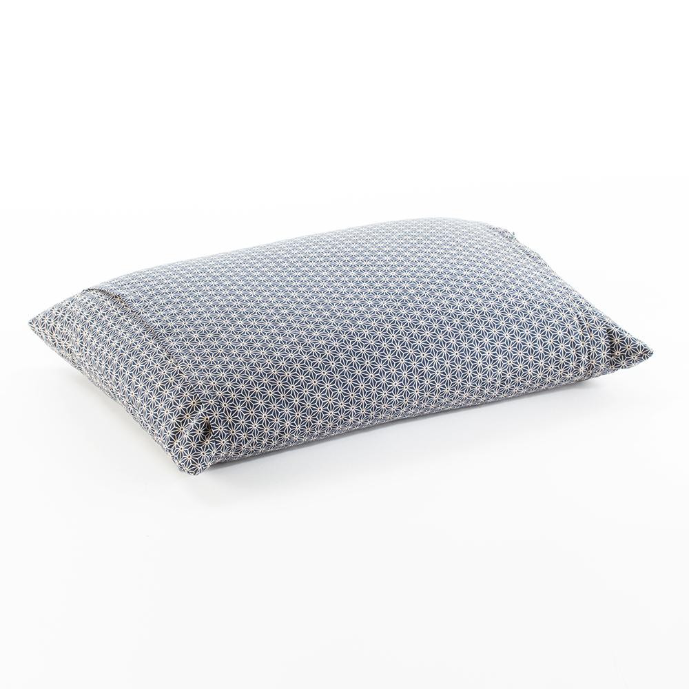 J-Life Asa No Ha Navy #2 Buckwheat Hull Pillow_Pillows & Shams