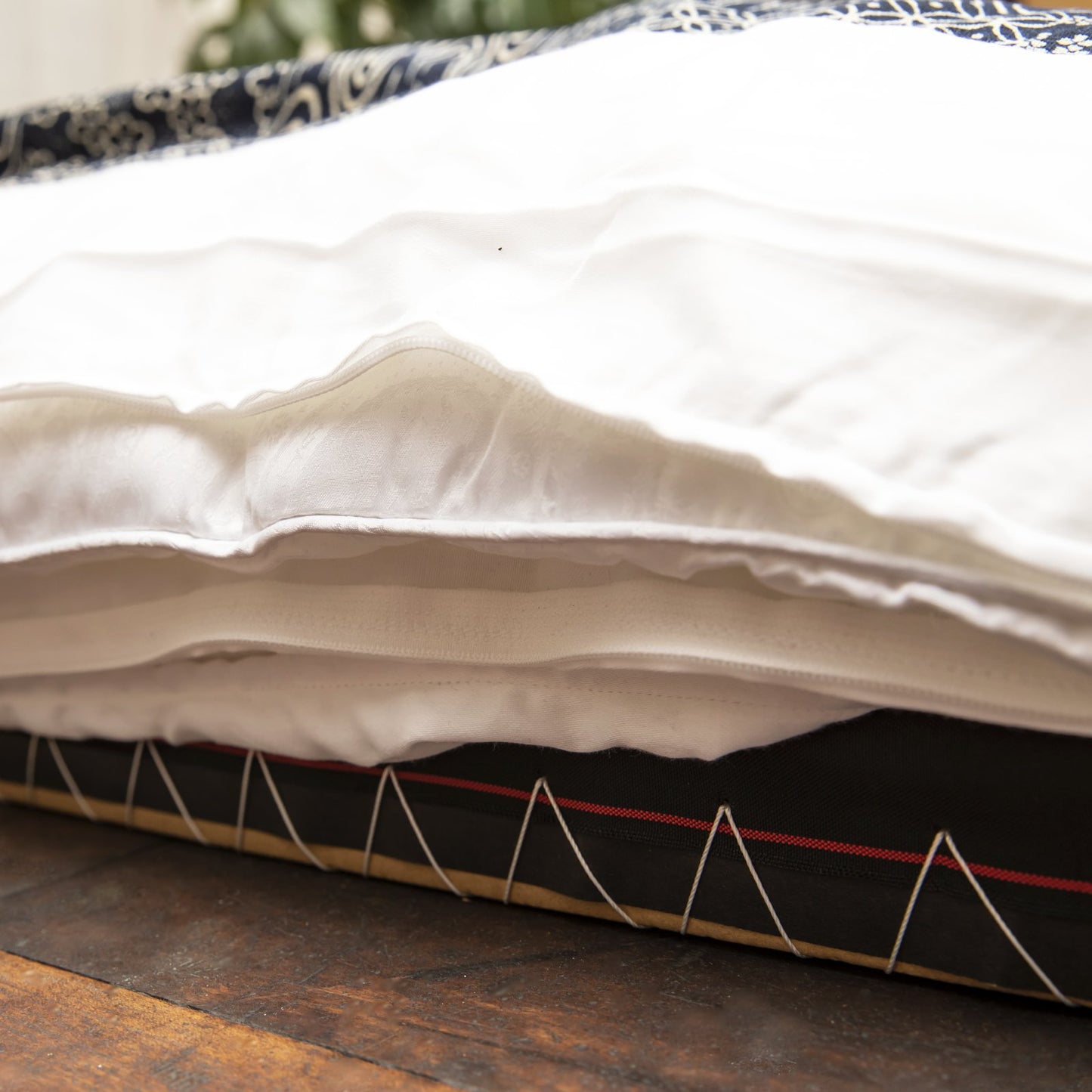 J-Life Patchi Navy Custom Kakefuton with Removable Cover_Kakefutons_Kakefuton with custom cover_Japan Tradition_Sleep System_Handmade__1__2__3__4
