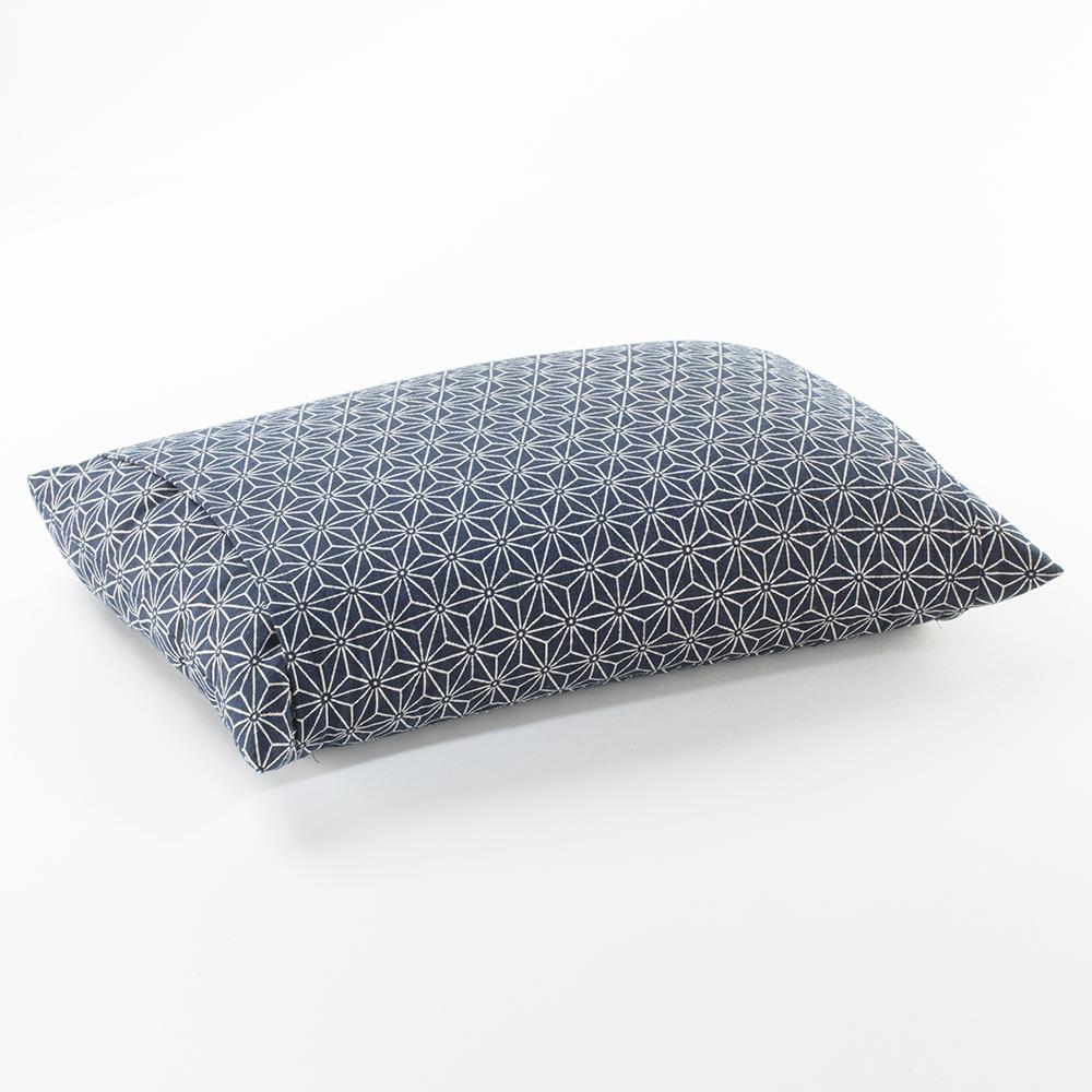 J-Life Asa No Ha Navy #1 Buckwheat Hull Pillow_Pillows & Shams