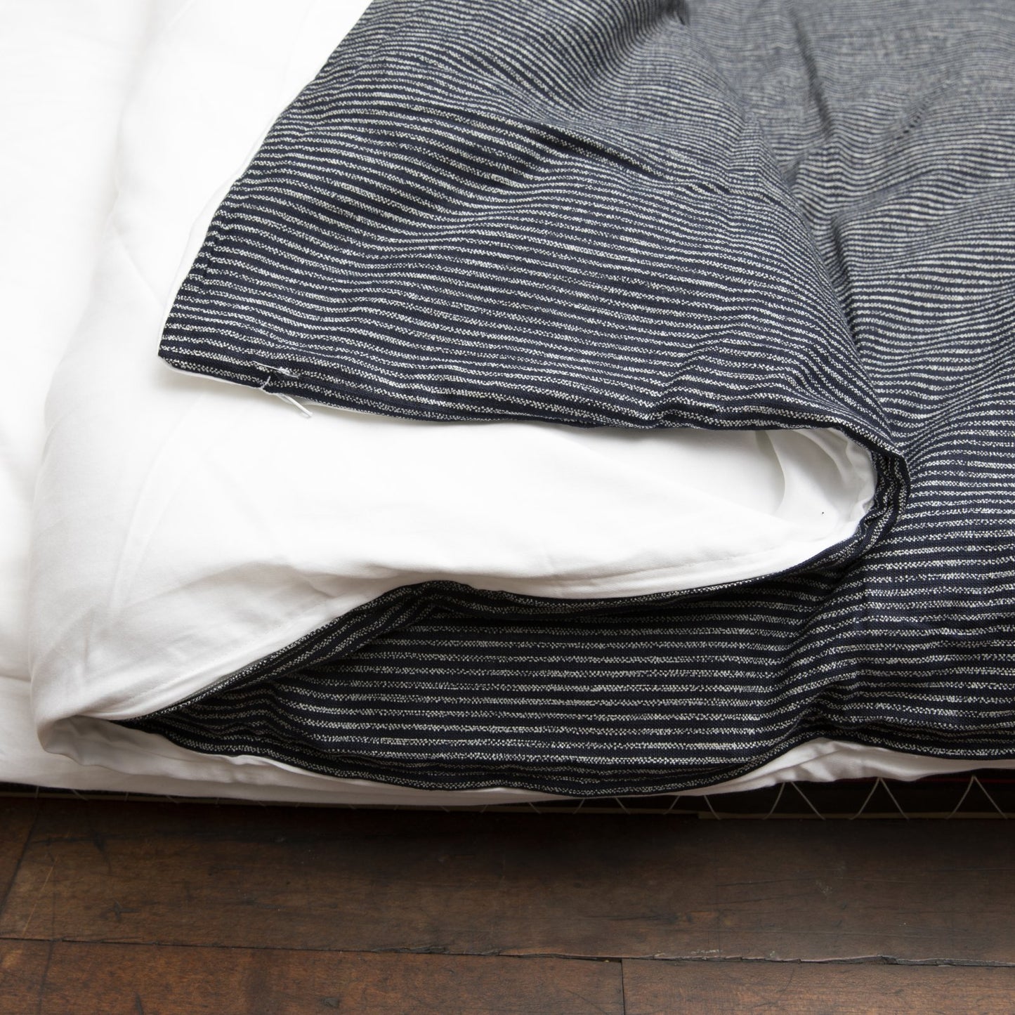 J-Life Shima Navy Custom Kakefuton with Removable Cover_Kakefutons_Kakefuton with custom cover_Japan Tradition_Sleep System_Handmade