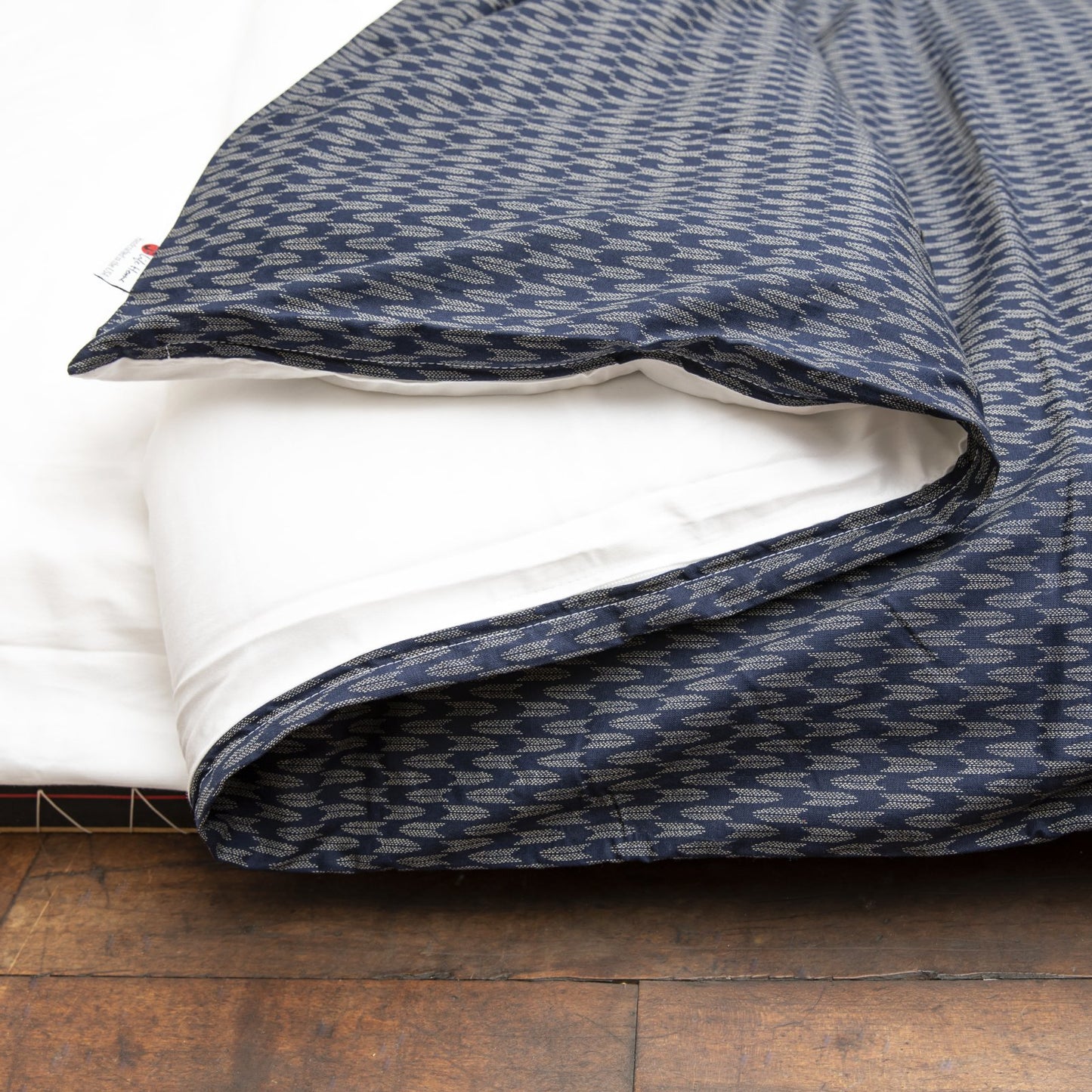 J-Life Ya Gasuri Navy Custom Kakefuton with Removable Cover_Kakefutons_Kakefuton with custom cover_Japan Tradition_Sleep System_Handmade__1__2__3__4