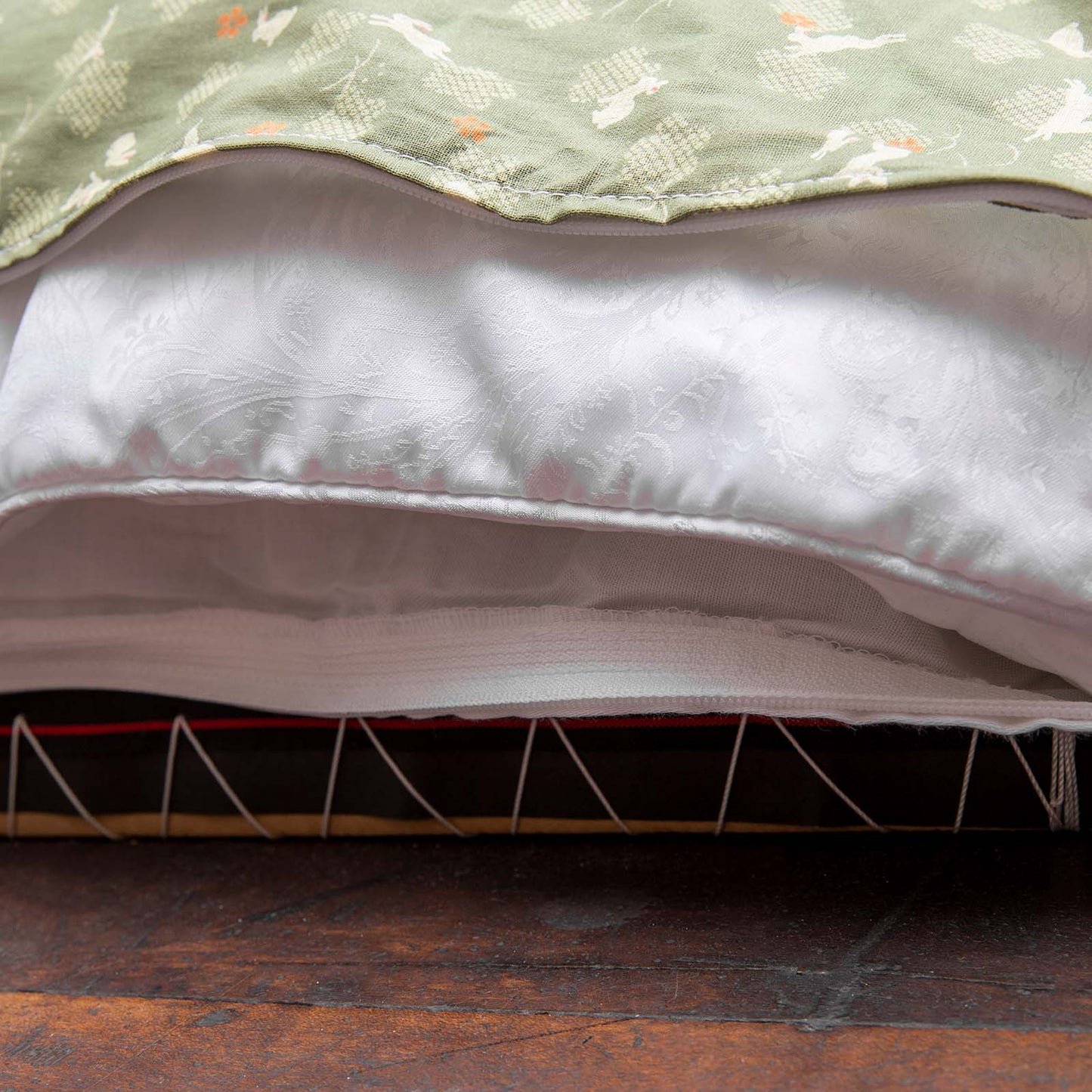J-Life Usagi Green Custom Kakefuton with Removable Cover_Kakefutons_Kakefuton with custom cover_Japan Tradition_Sleep System_Handmade__1__2__3__4__5