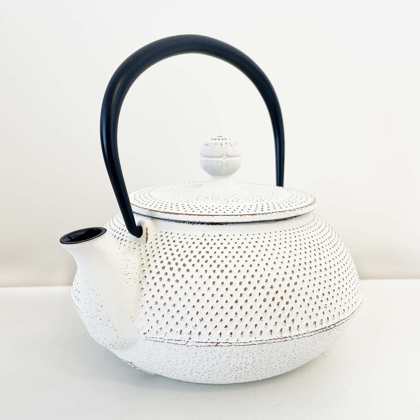 White Cast Iron Teapot