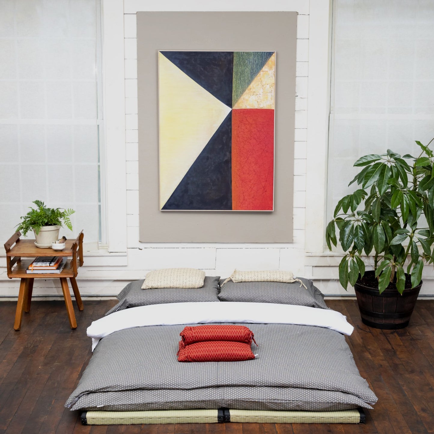 J-Life Asa No Ha Black #2 Custom Kakefuton with Removable Cover_Kakefutons_Kakefuton with custom cover_Japan Tradition_Sleep System_Handmade__1__2__3__4__5__6