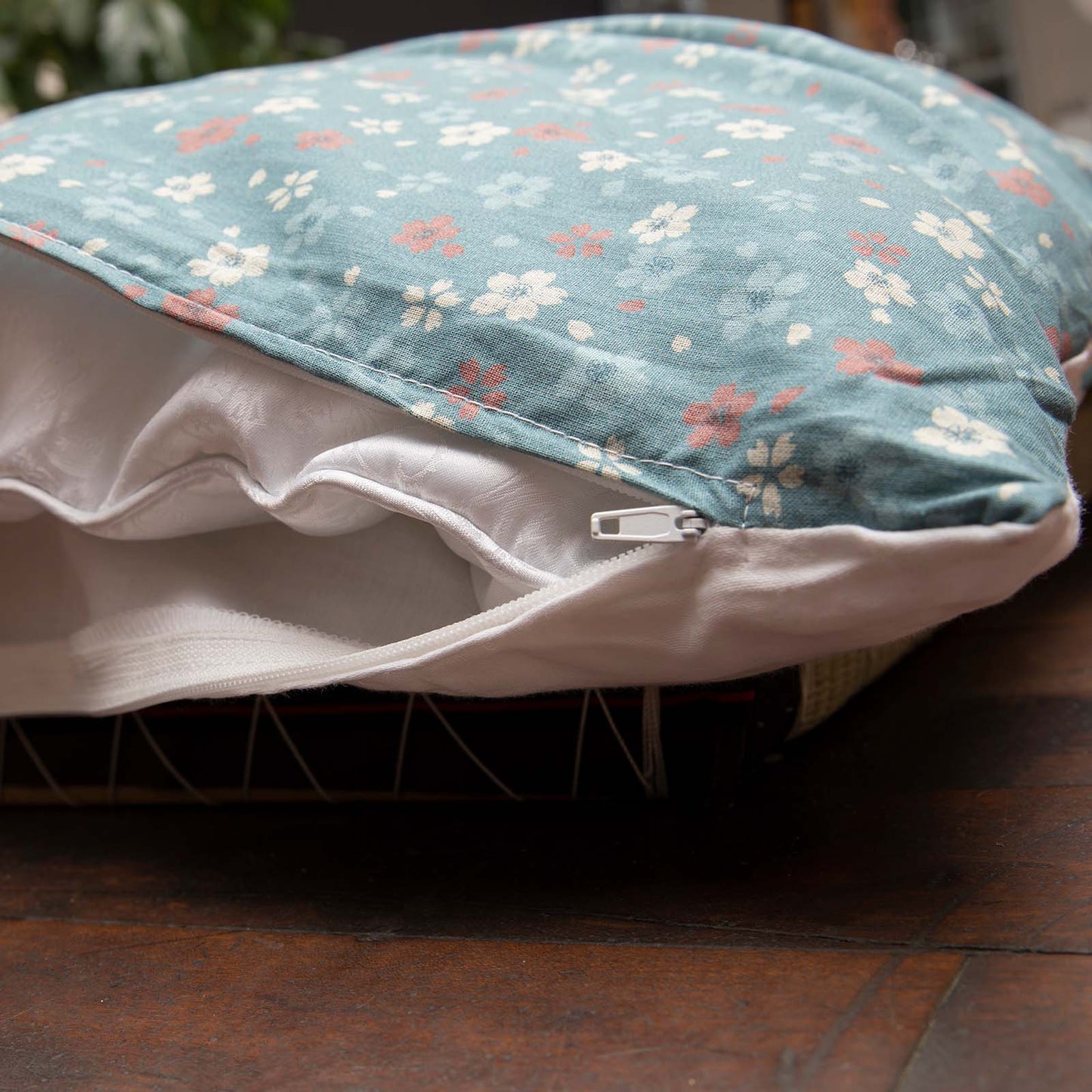 J-Life Cherry Blossom Blue Custom Kakefuton with Removable Cover_Kakefutons_Kakefuton with custom cover_Japan Tradition_Sleep System_Handmade__1__2__3__4