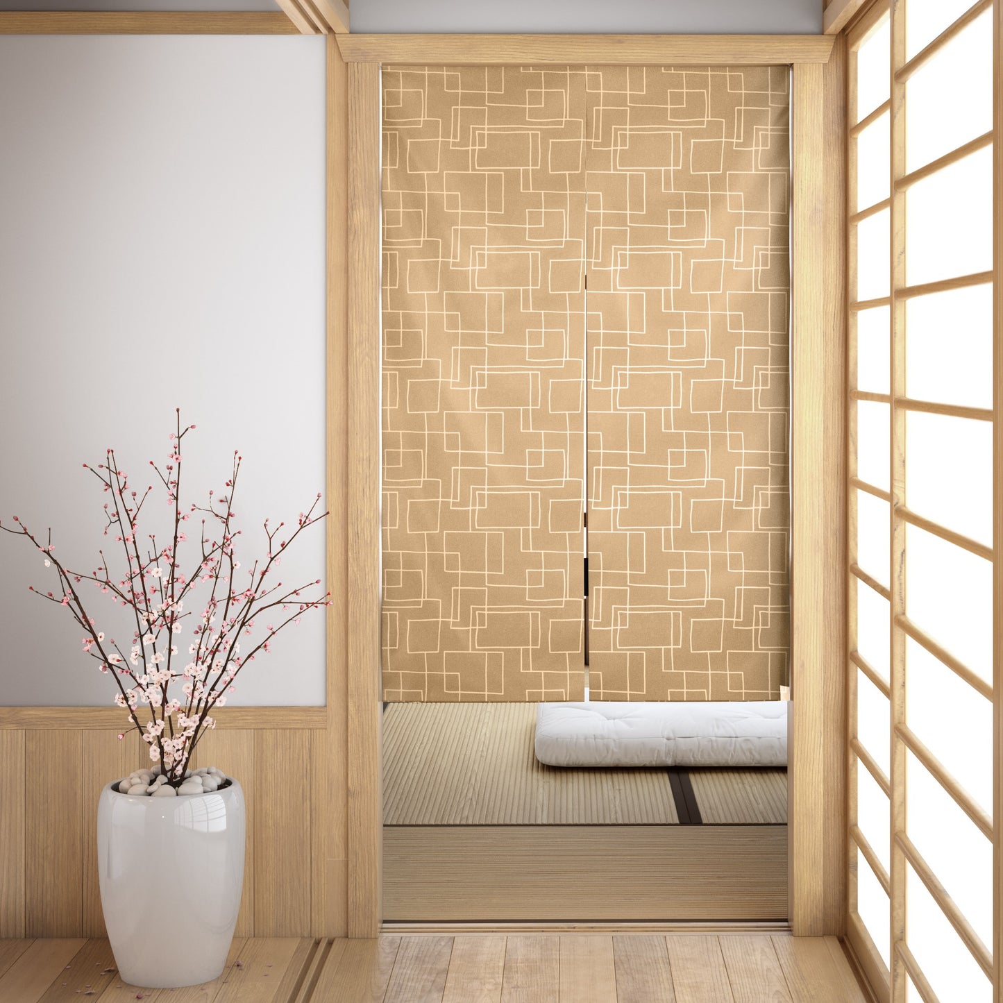 Shikaku Tan Noren Japanese Door Curtain