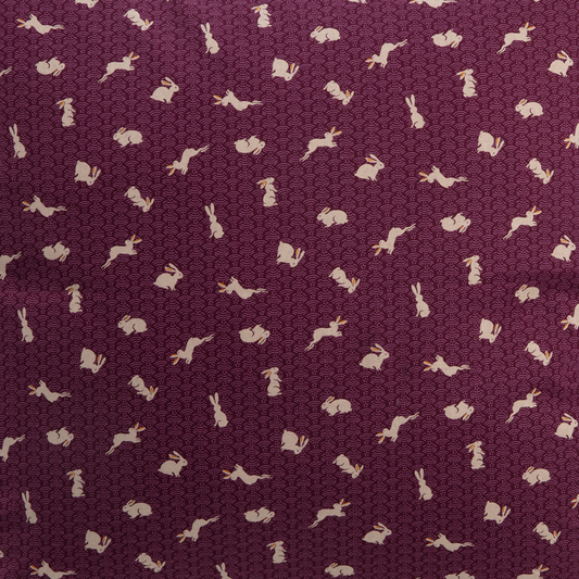 Imported Japanese Fabric - Usagi Purple_Fabric_Imported from Japan_100% Cotton_Japanese Sleep System