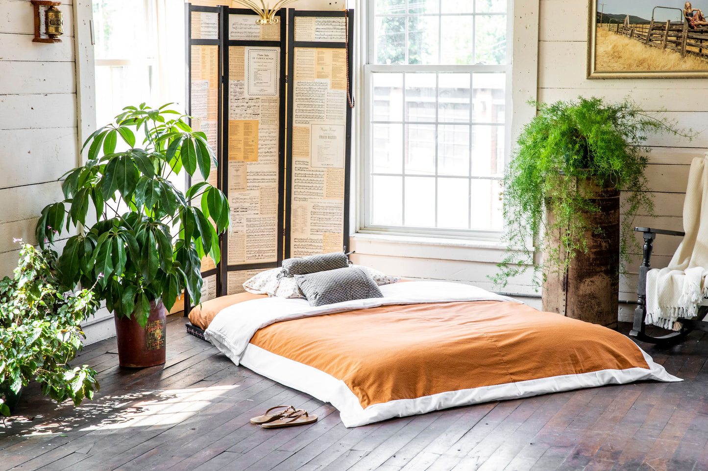 J-Life Seikai Ha Orange Custom Kakefuton with Removable Cover_Kakefutons_Kakefuton with custom cover_Japan Tradition