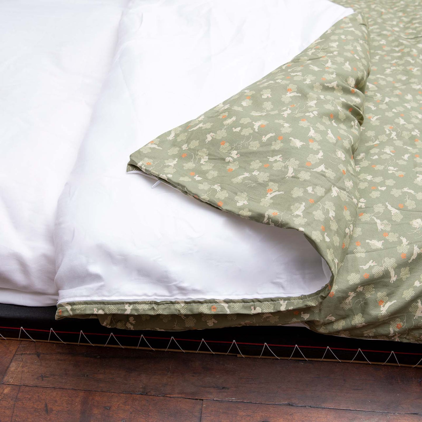 J-Life Usagi Green Custom Kakefuton with Removable Cover_Kakefutons_Kakefuton with custom cover_Japan Tradition_Sleep System_Handmade__1__2__3__4