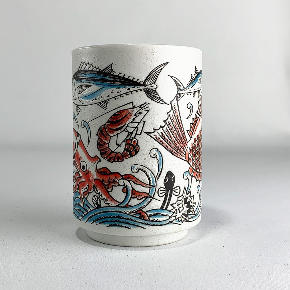 Illustrated Teacup, Sushi Fish
