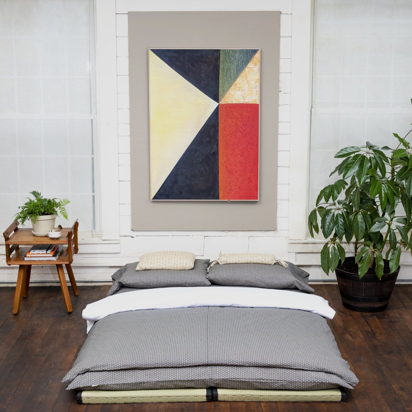 J-Life Asa No Ha Black #2 Custom Kakefuton with Removable Cover_Kakefutons_Kakefuton with custom cover_Japan Tradition_Sleep System_Handmade__1__2__3__4__5