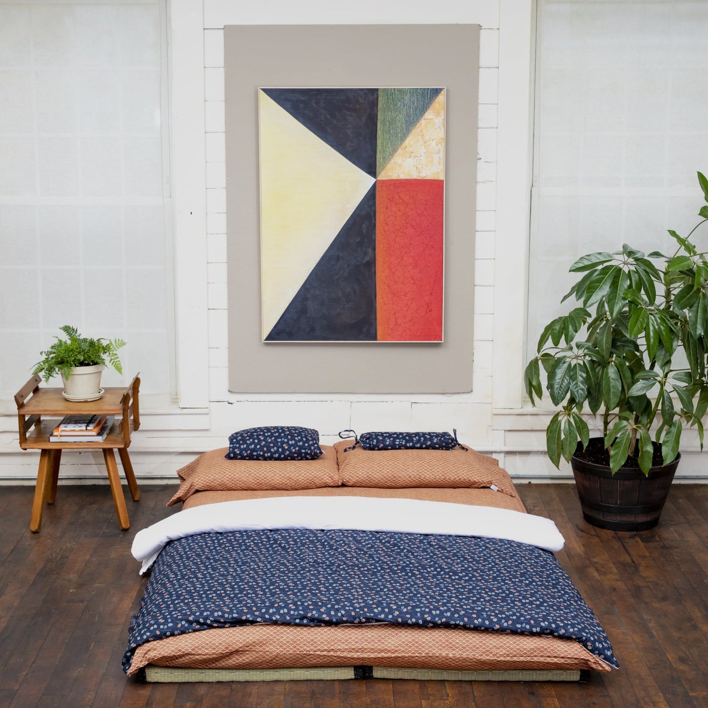 J-Life Fukurou Navy Custom Kakefuton with Removable Cover_Kakefutons_Kakefuton with custom cover_Japan Tradition_Sleep System_Handmade__1__2