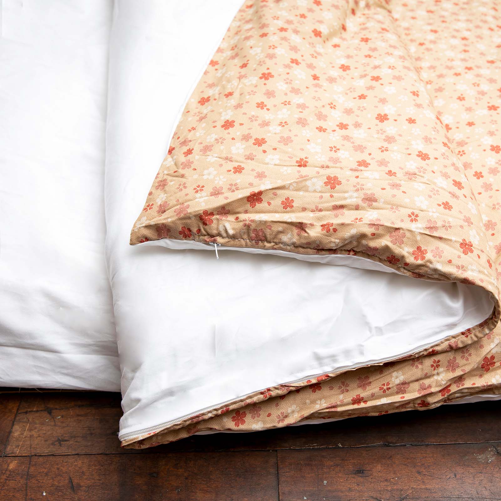 J-Life Cherry Blossom Tan Custom Kakefuton with Removable Cover_Kakefutons_Kakefuton with custom cover_Japan Tradition_Sleep System_Handmade__1__2