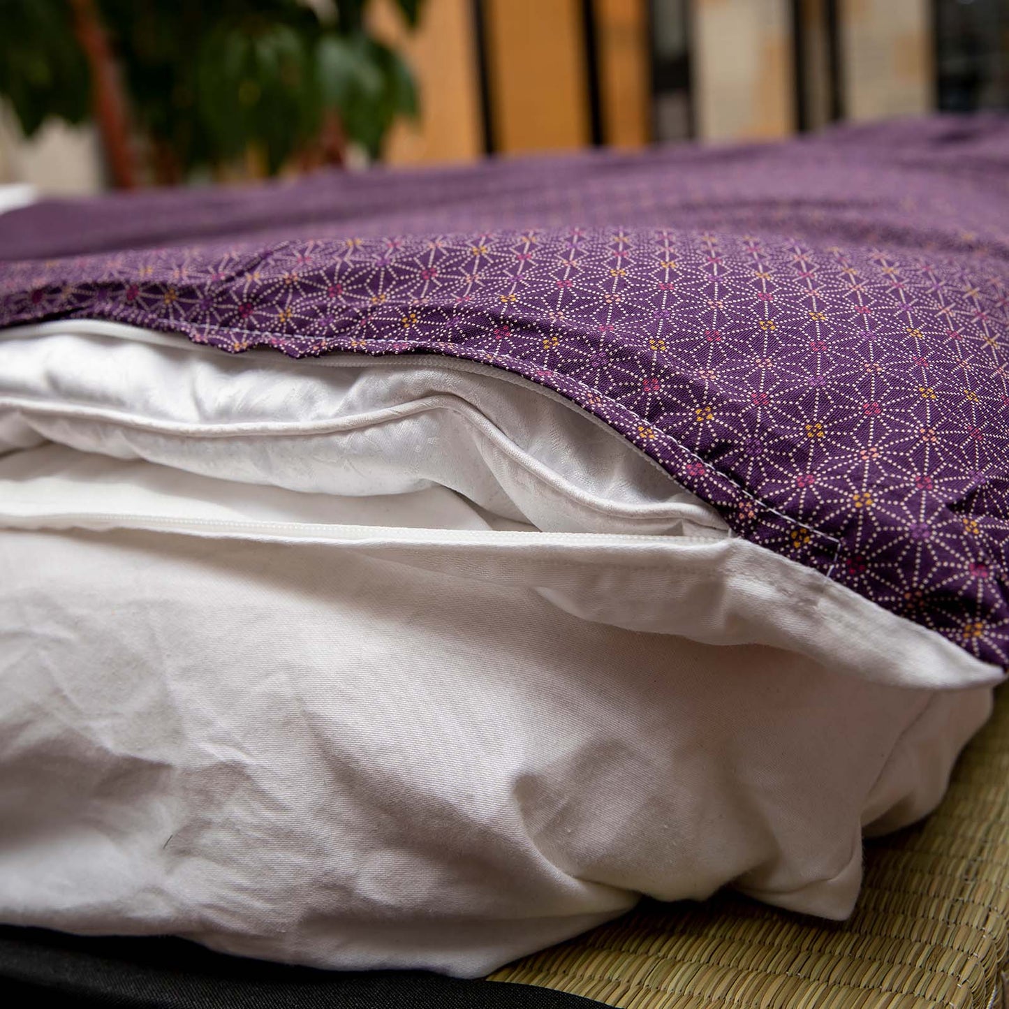 J-Life Asa No Ha Purple #3 Custom Kakefuton with Removable Cover_Kakefutons_Kakefuton with custom cover_Japan Tradition_Sleep System_Handmade__1__2__3