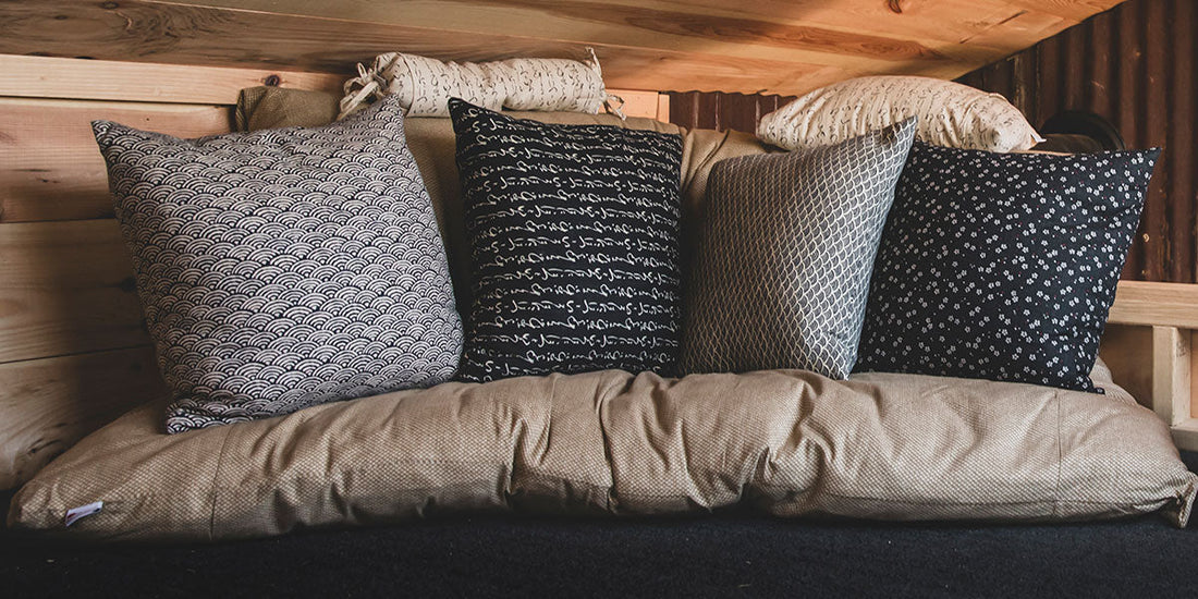shikifuton and throw pillows in small space | j-life international