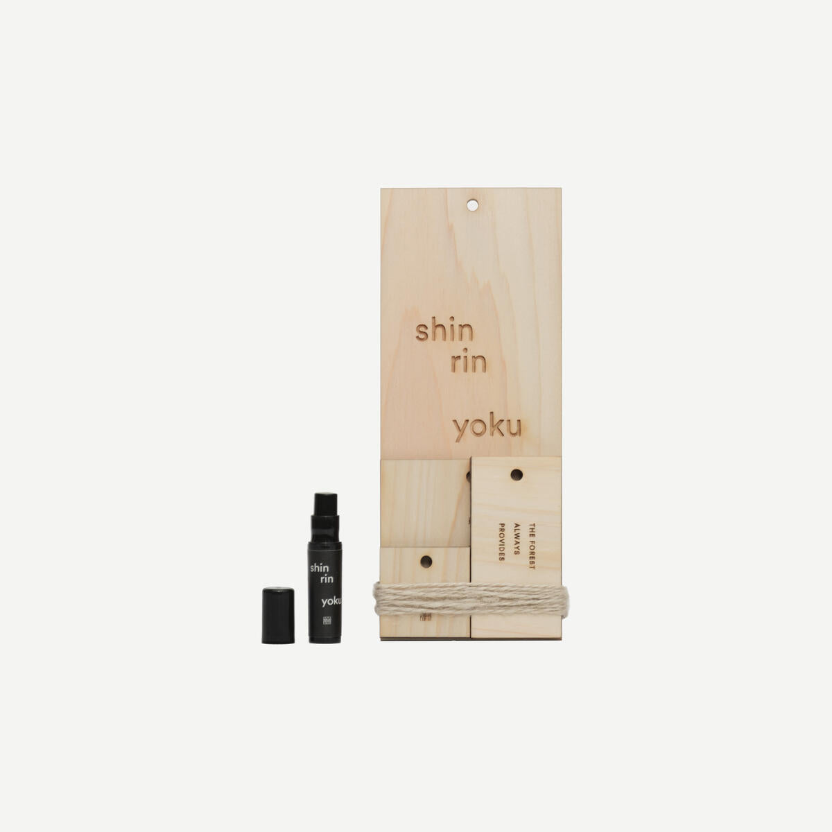 Shin Rin Yoku product packaging with a black bottle on a white background