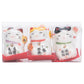 Three lucky cat figurines in packaging with red accents on a white background