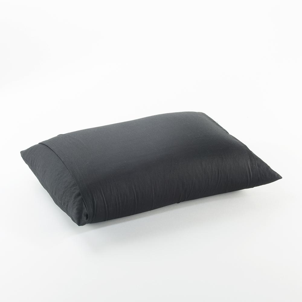 J-Life Black Ultra Sateen Buckwheat Hull Pillow_Pillows & Shams