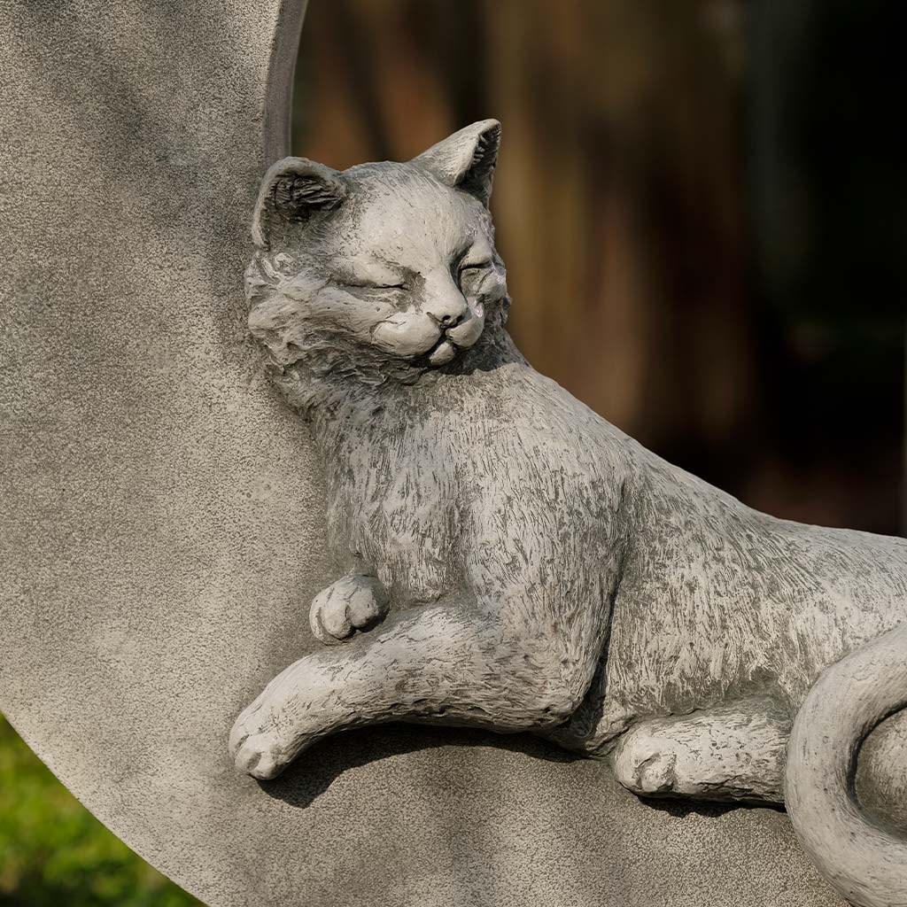 Sleeping Cat Crescent Moon Statue