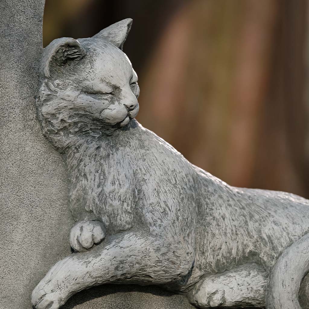 Sleeping Cat Crescent Moon Statue