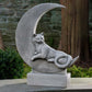 Sleeping Cat Crescent Moon Statue