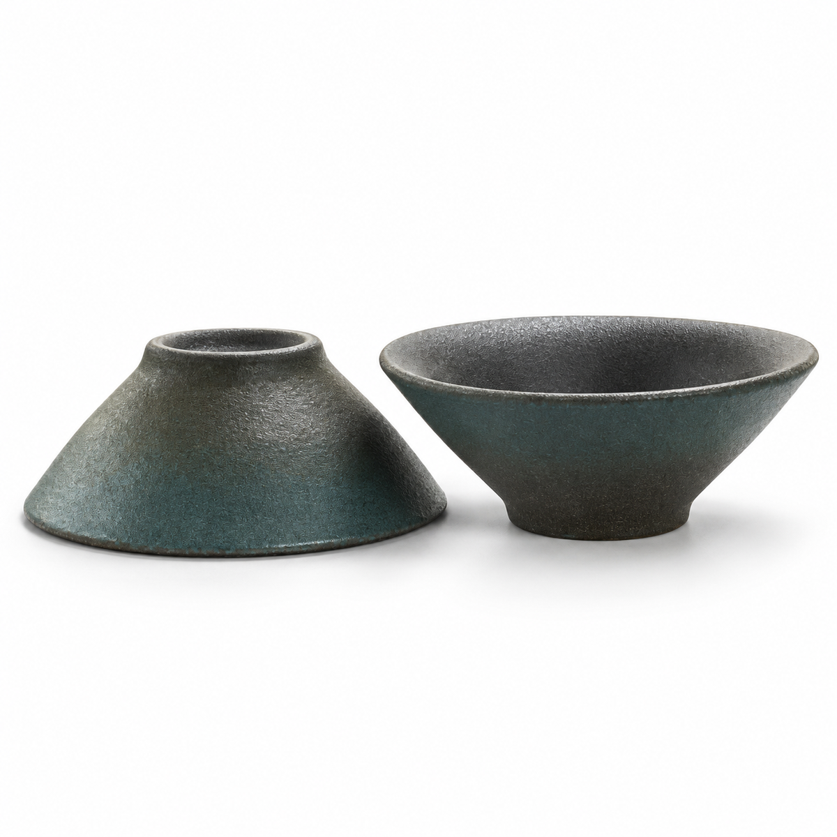Chawan travel set featuring two bowls in a green blue color.